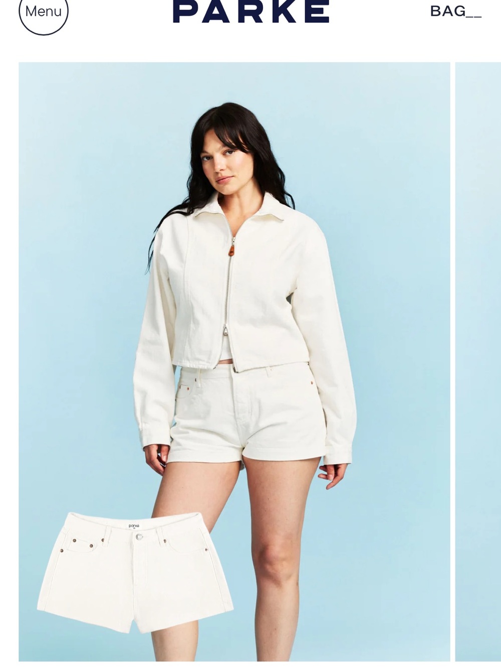 NWT PARKE denim mini short summer white
